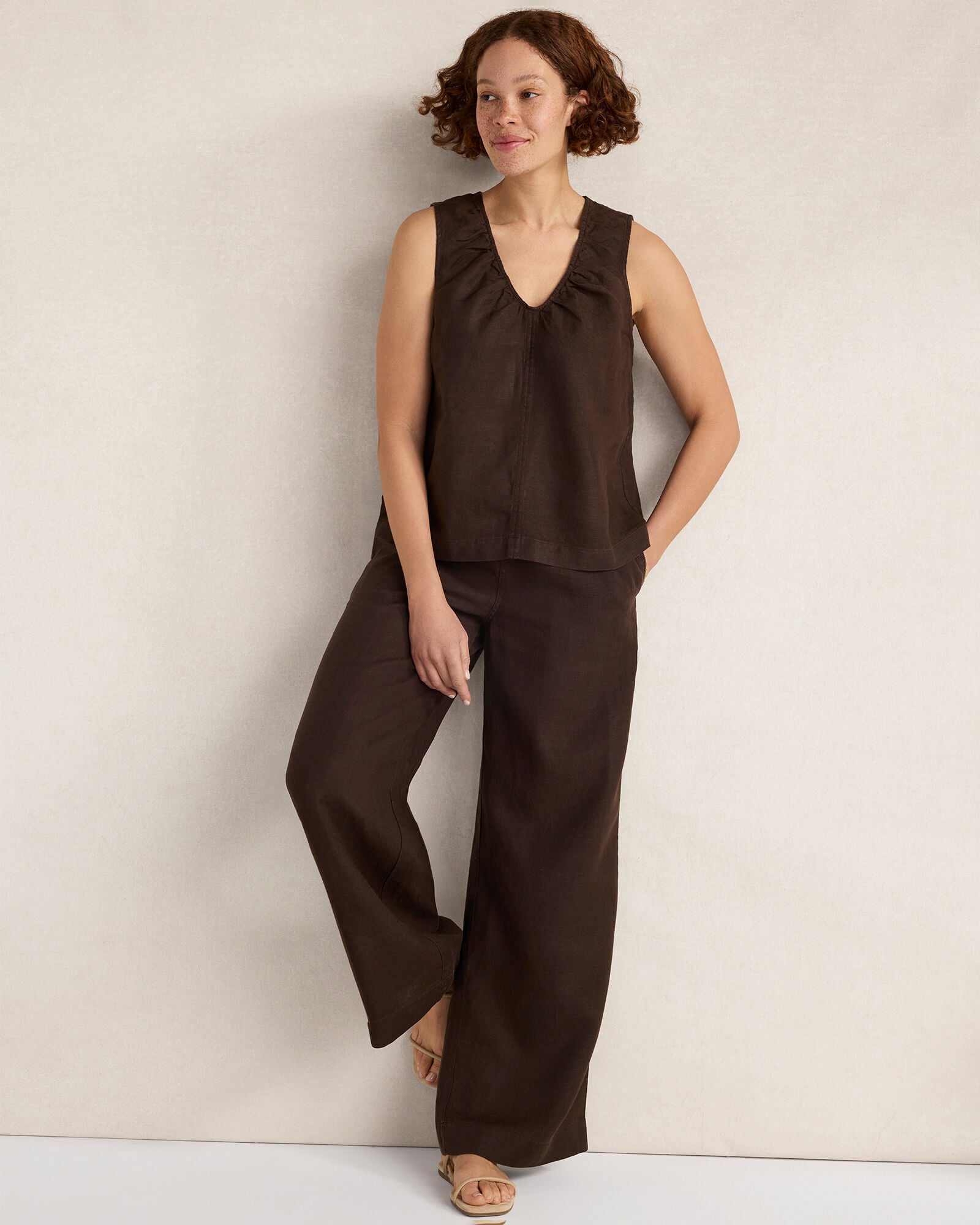 Linen Wide Leg Drawstring Pants