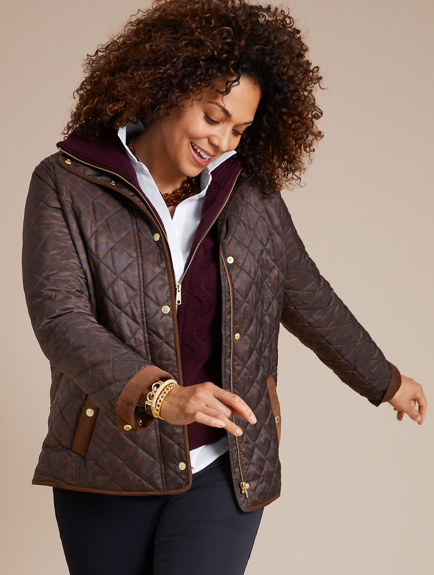 Quilted Barn Jacket Spectacular Animal Talbots