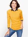 Button Cuff Cable Sweater