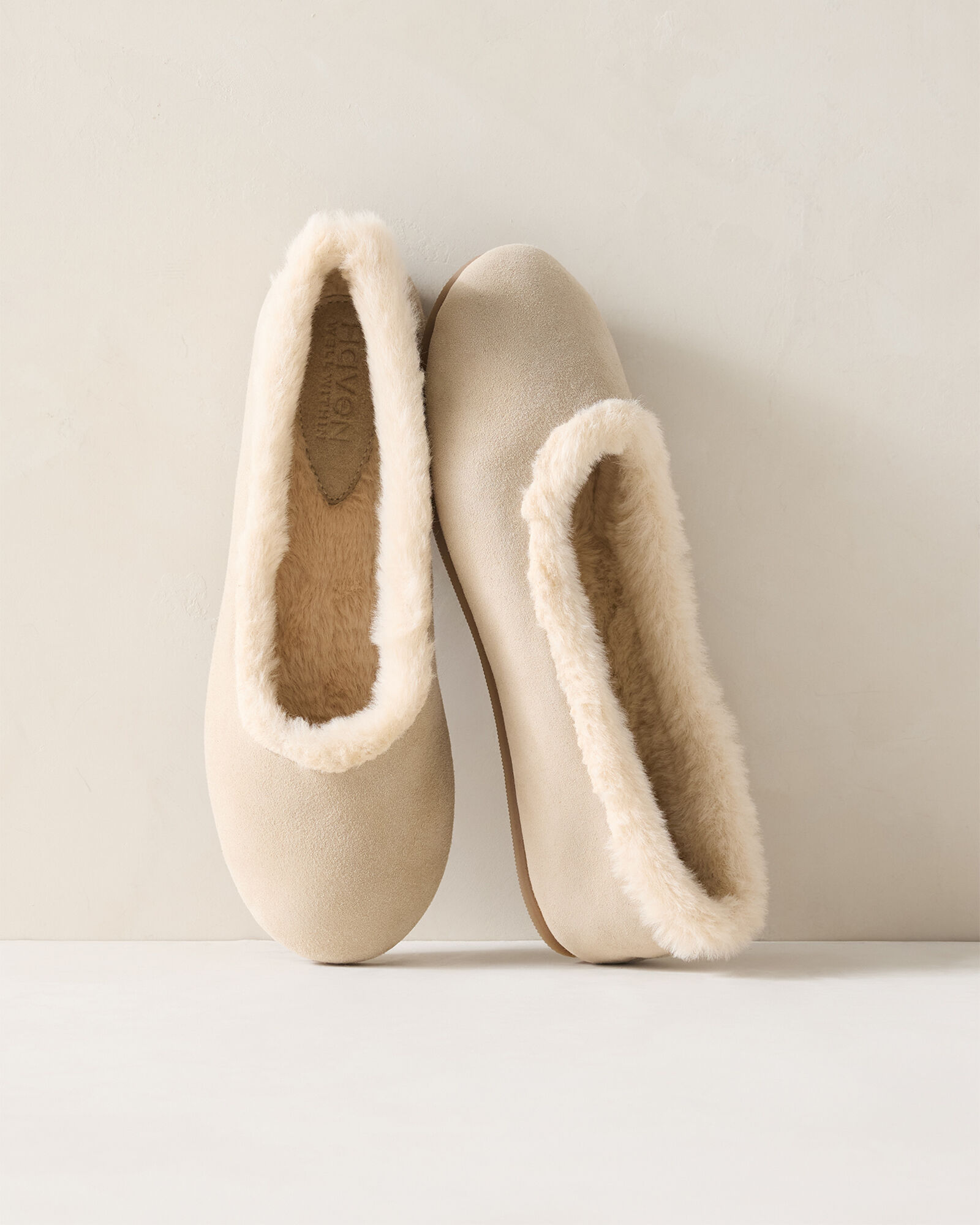 Suede and Faux Fur Ballet Flats