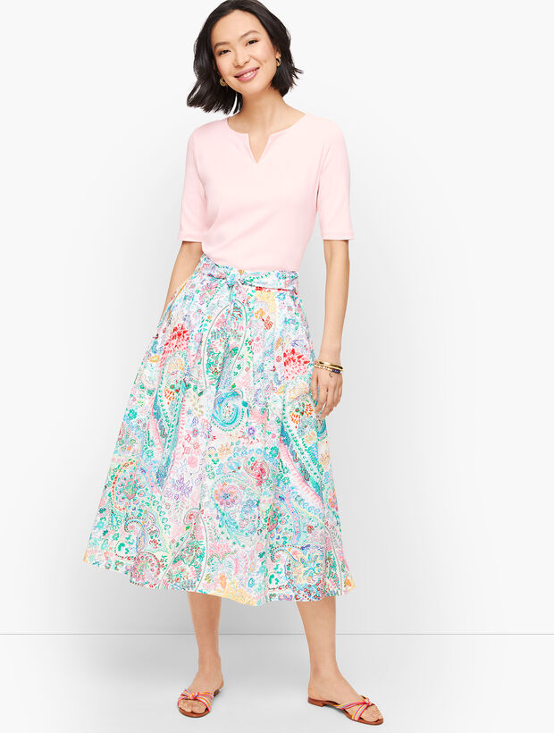 Festive Floral Pleated Midi Skirt | Talbots