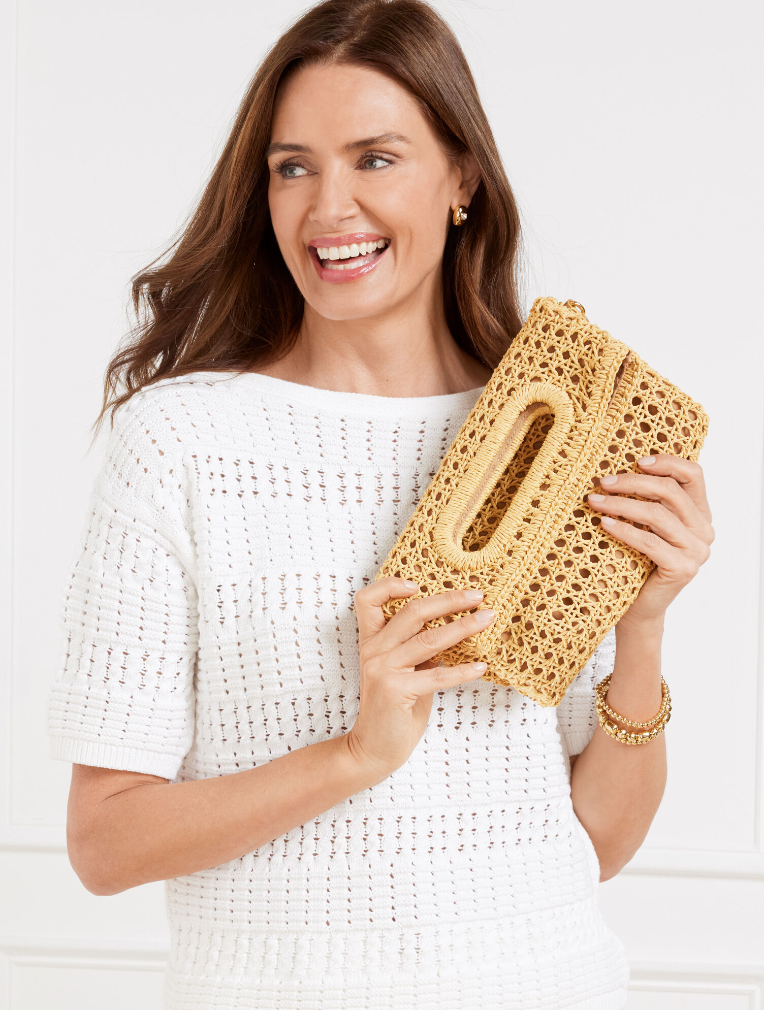 Straw Foldover Clutch
