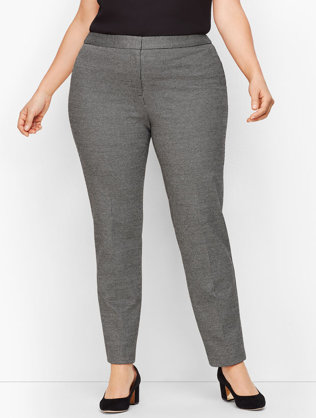 Plus Size Luxe Knit Slim Ankle Pants - Houndstooth