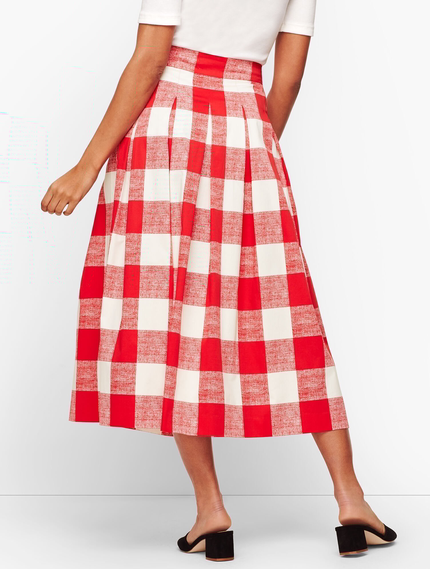 Pleated Gingham Full Skirt Talbots