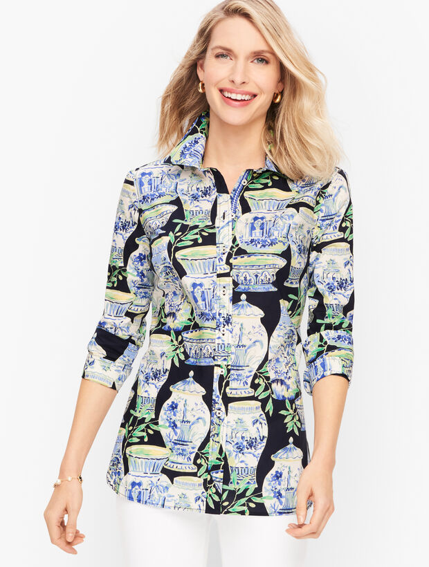 Classic Cotton Shirt - Watercolor Vases