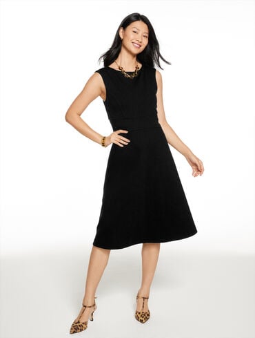 Women's Petite Black Cotton Blend Wear to Work Dresses | Talbots Women's Petite Black Cotton Blend Wear to Work Dresses | Talbots
