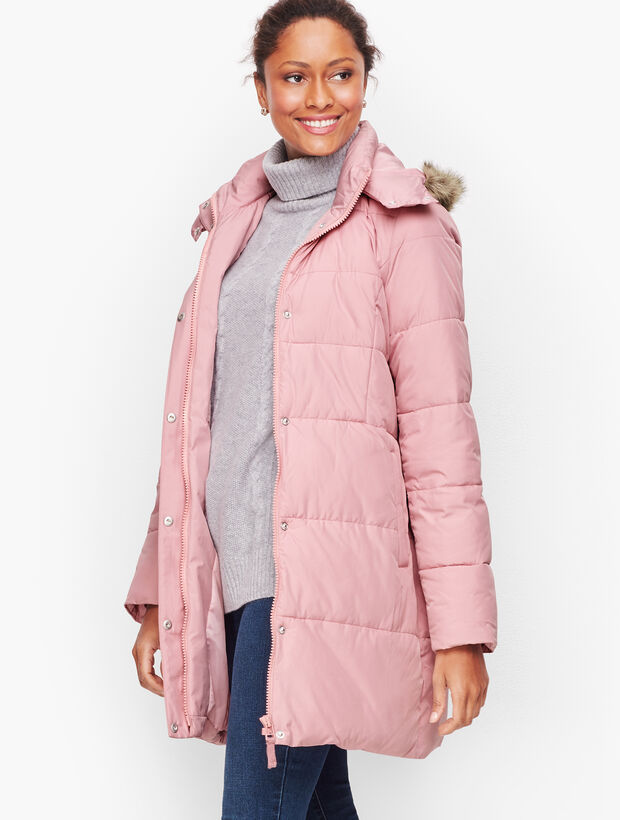 Down Alternative Puffer Coat With Faux Fur Hood