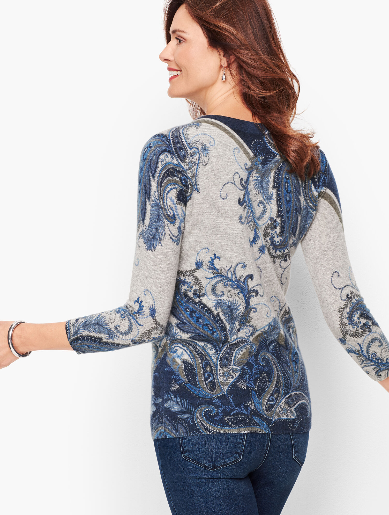 Cashmere Audrey Sweater - Feather Paisley