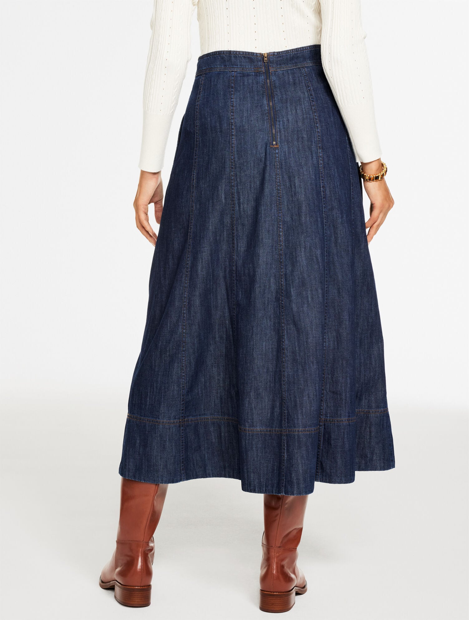 Denim Fit &amp; Flare Skirt - Harbor Wash