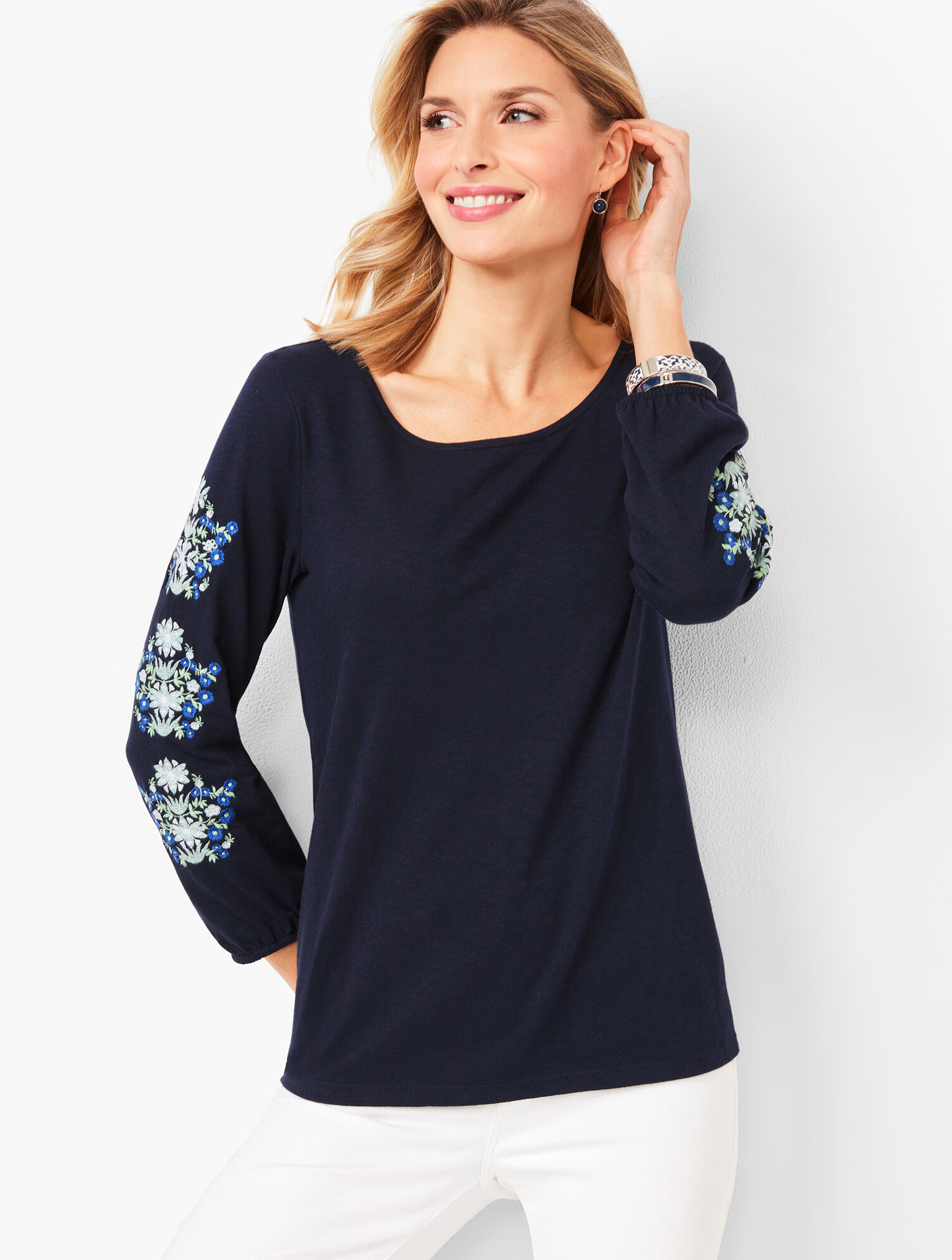 Embroidered Peasant Top