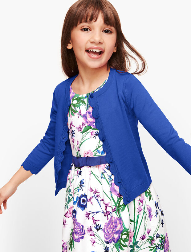 Little Girls Scallop Trim Cardigan