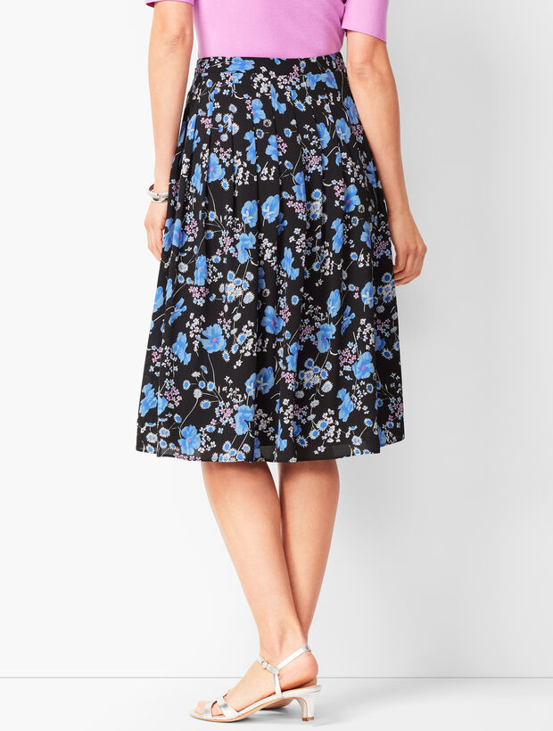 Pleated Wildflowers Midi Skirt