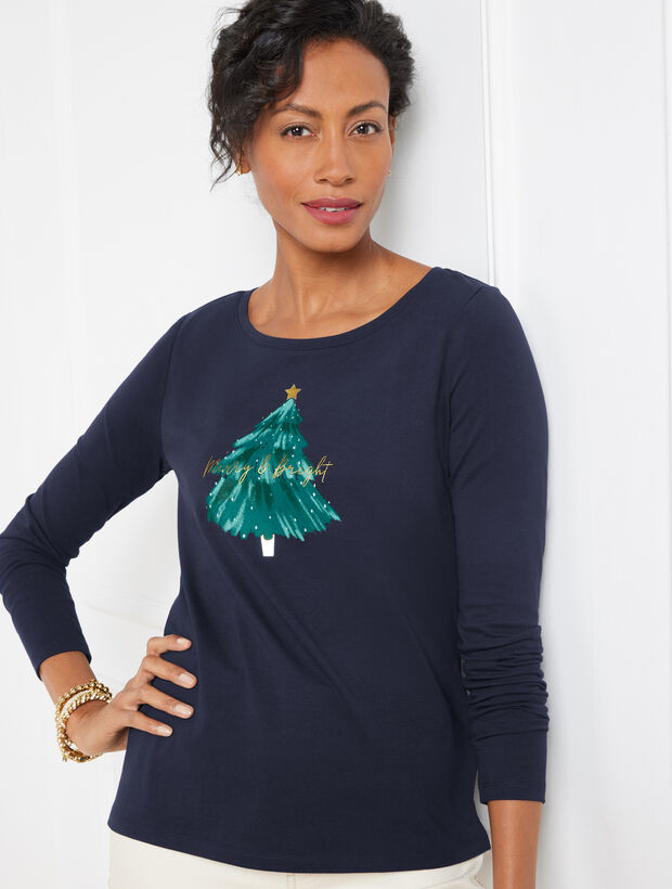 Crewneck Tee - Merry &amp; Bright