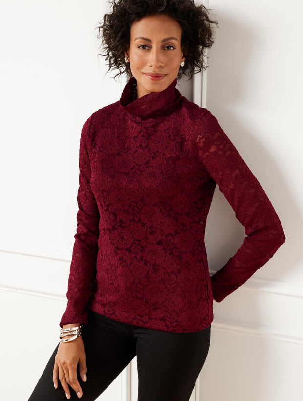 Lace Turtleneck Pullover