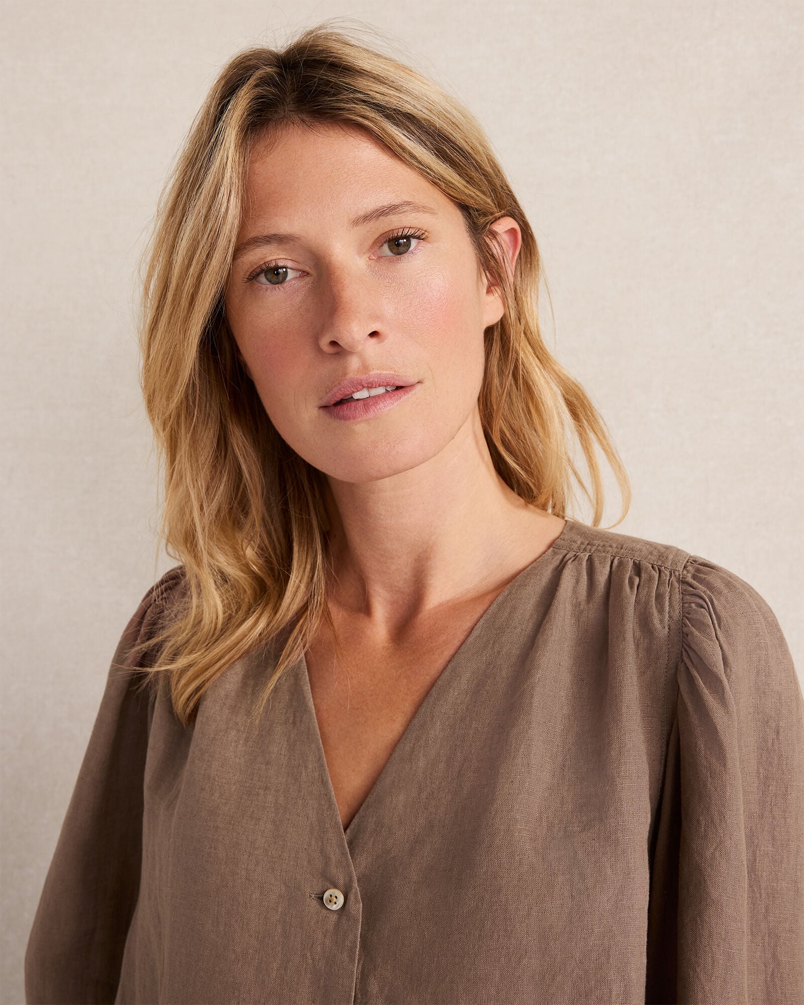 Linen V-Neck Blouse