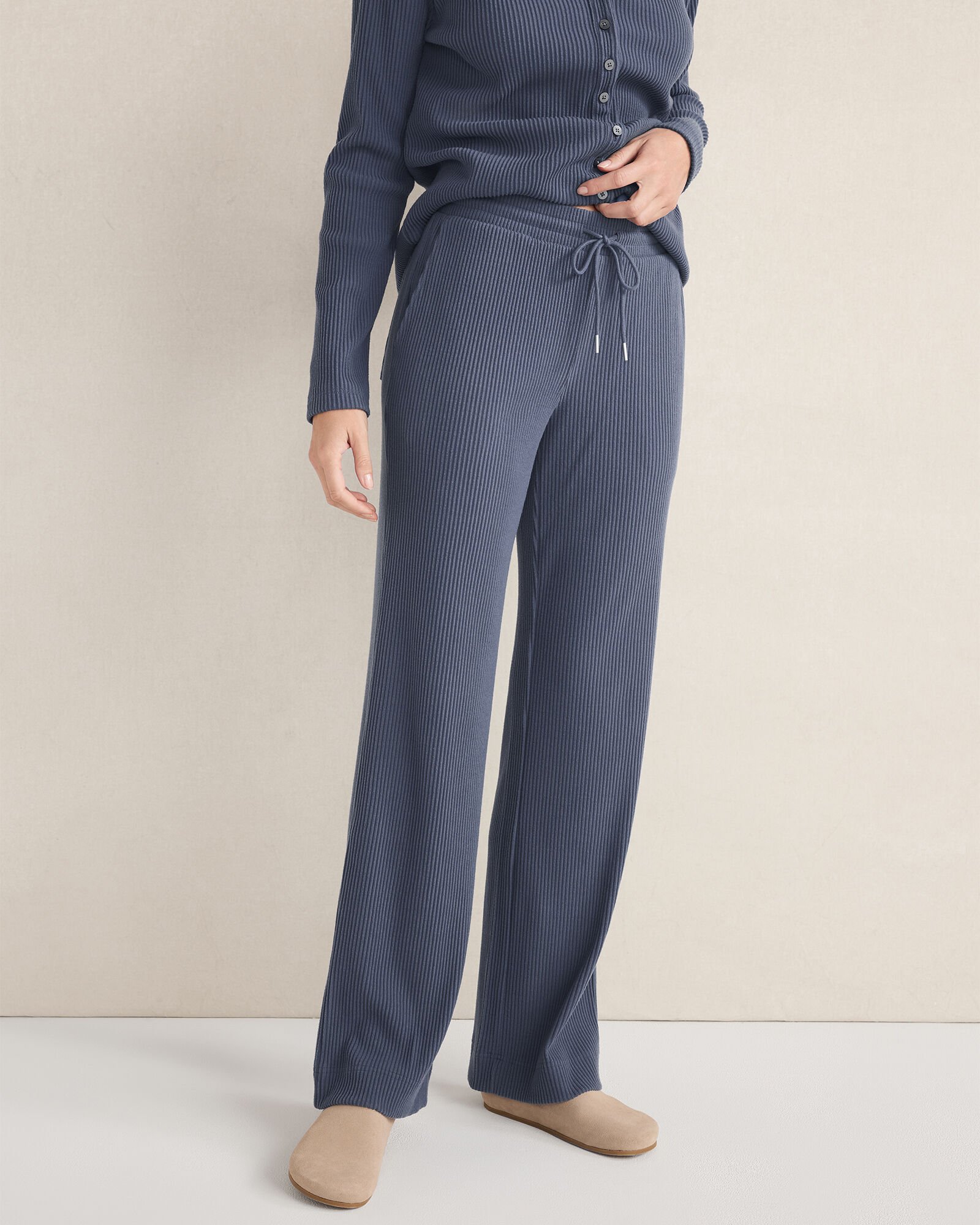 Ottoman Rib Straight Leg Pants