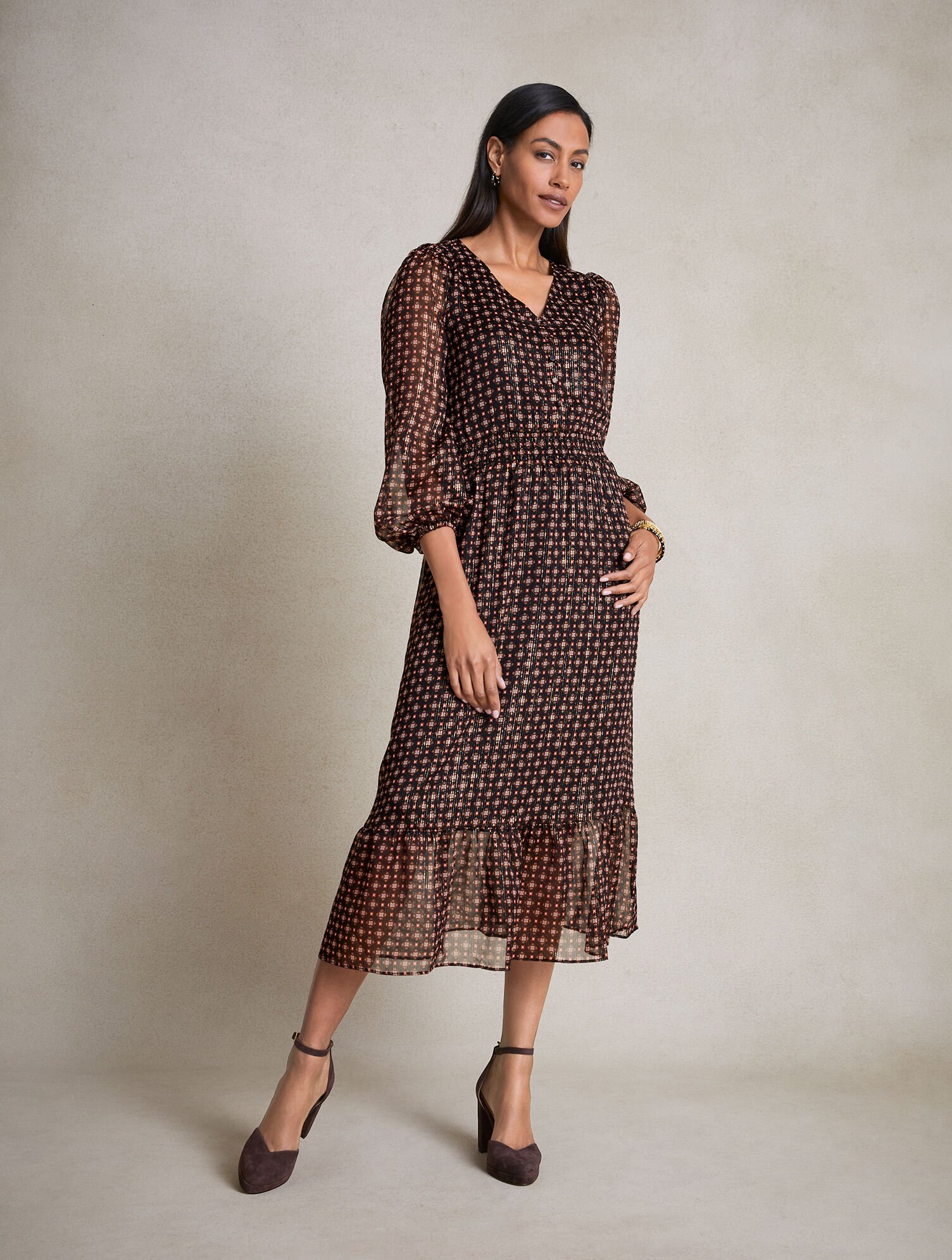 Fit &amp; Flare Midi Dress - Dainty Medallion