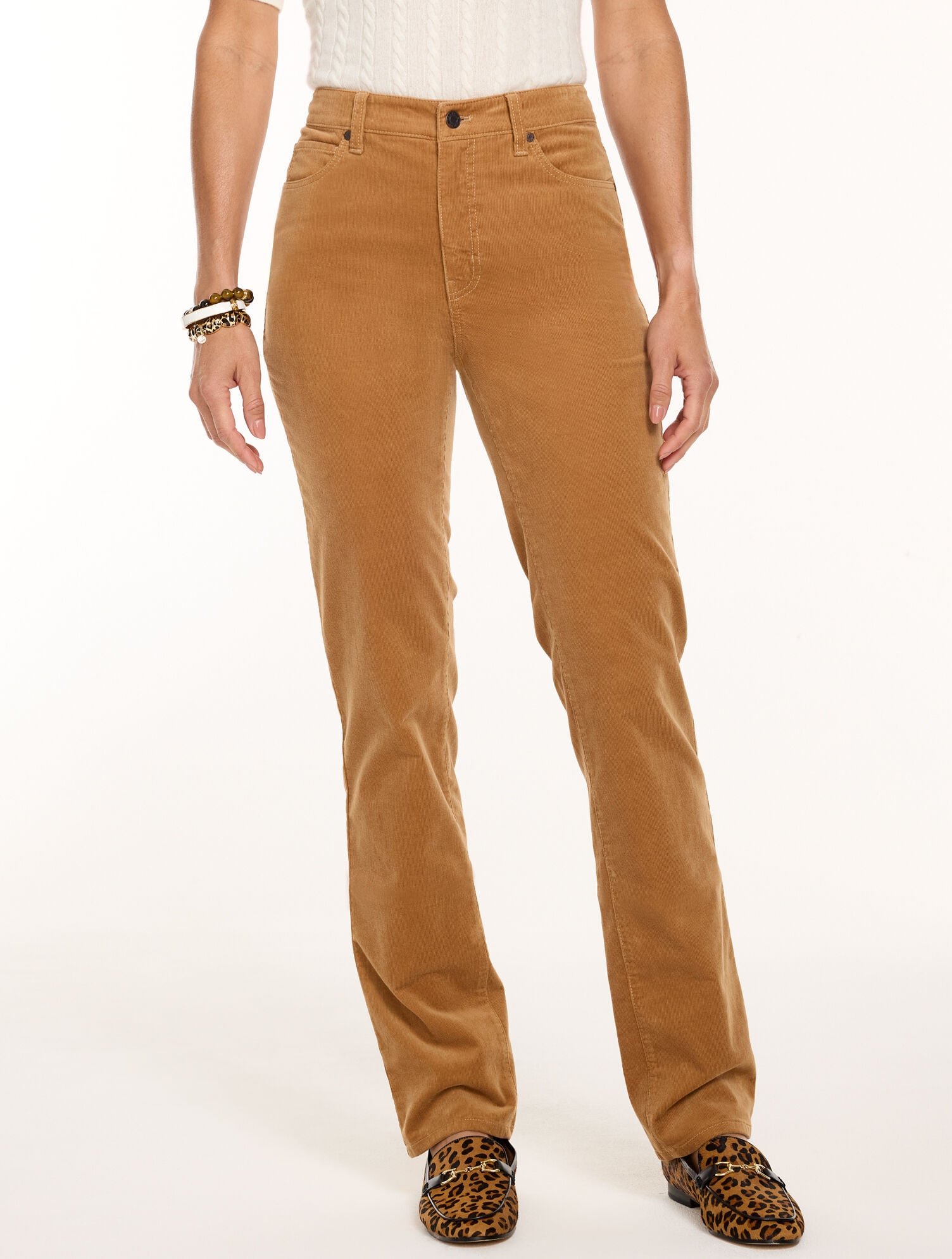 Stretch Corduroy Straight Leg Pants