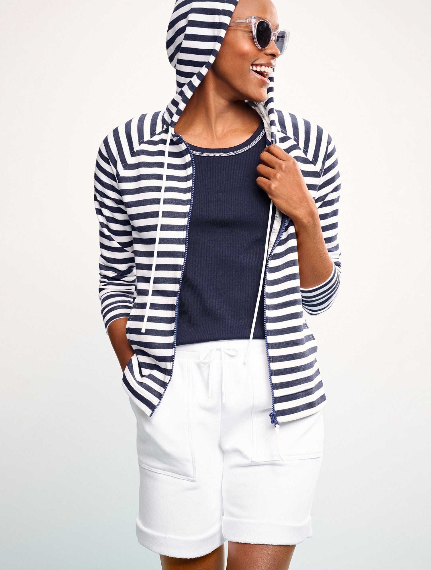 Classic French Terry Hooded Jacket - Stripe