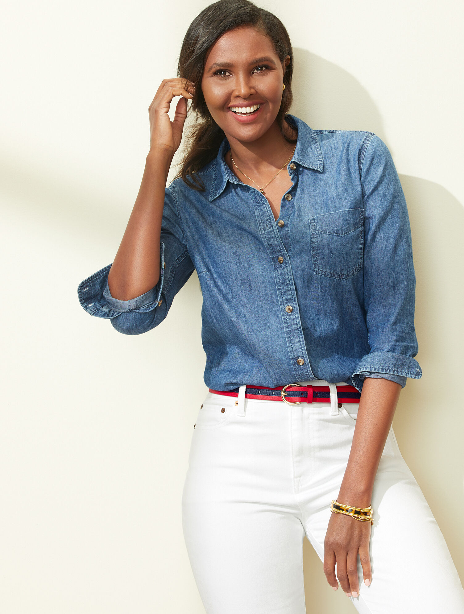 Button Front Denim Shirt