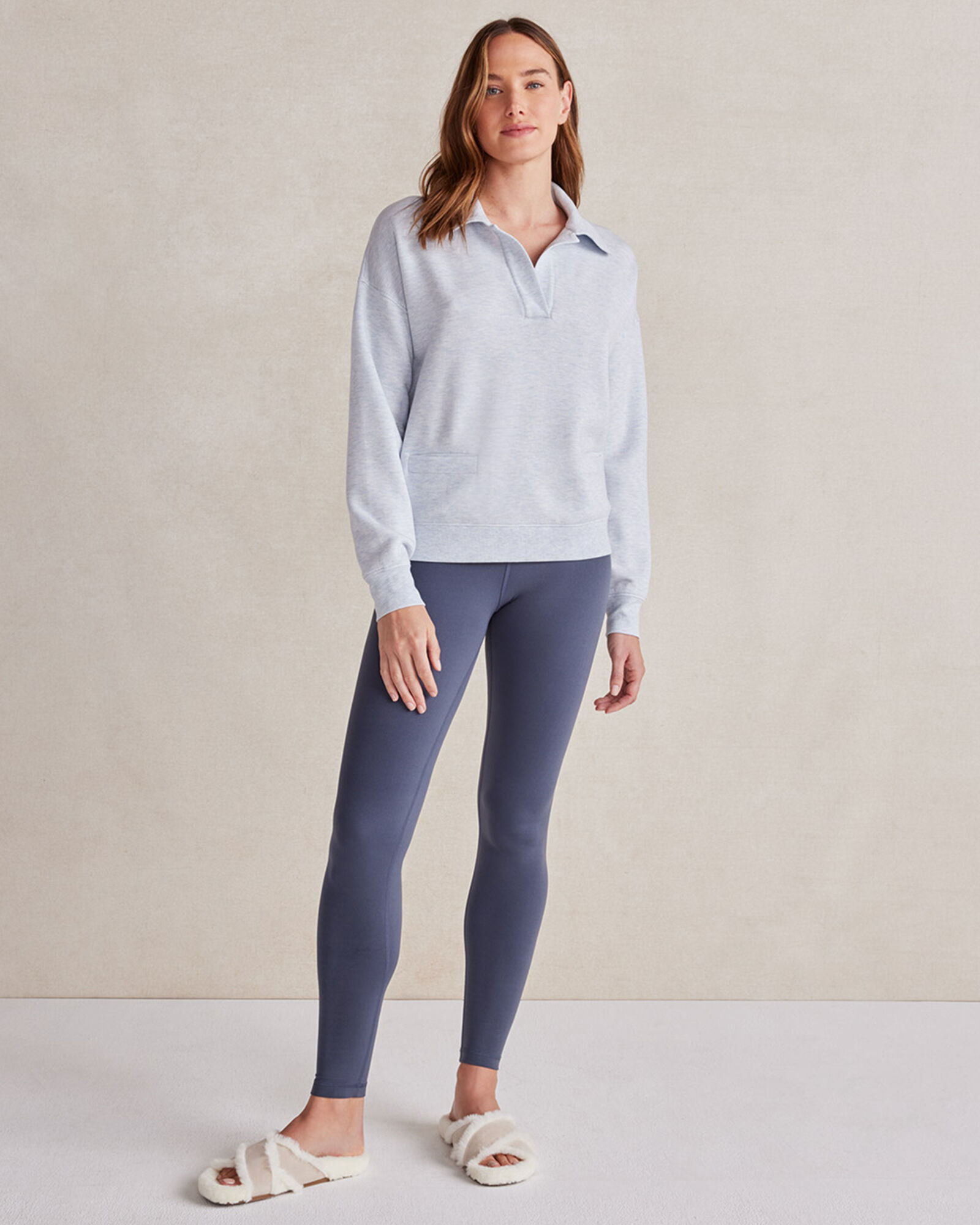 Just Like This Mineral Wash Collared Pull Over in Blue main image 0
