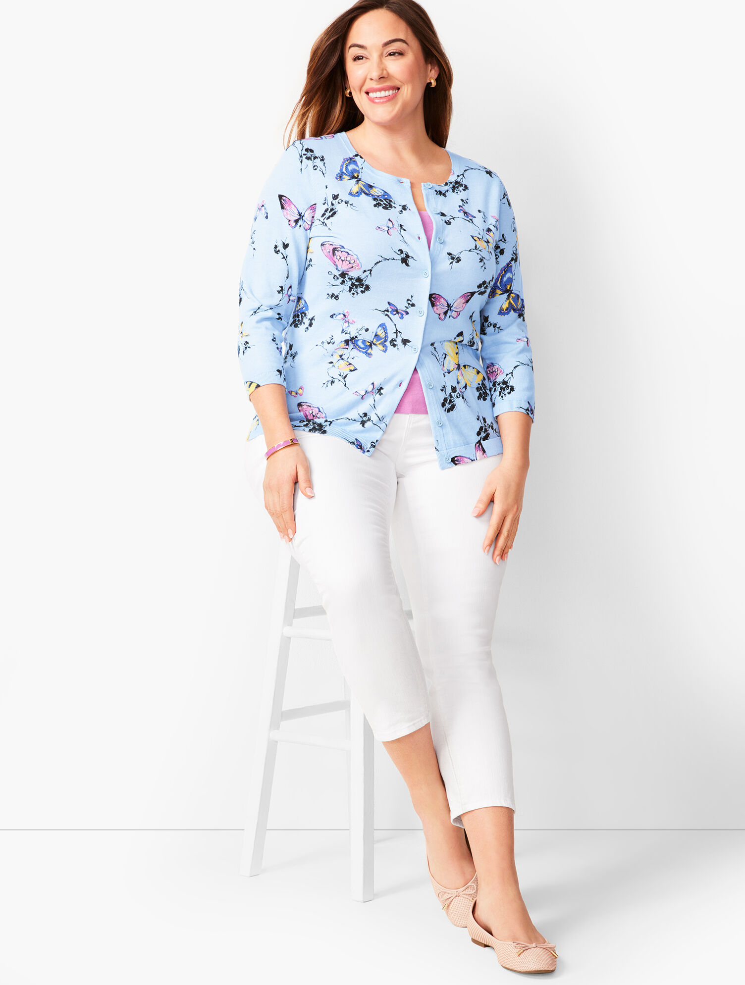 Charming Cardigan - Three-Quarter Sleeve - Butterfly