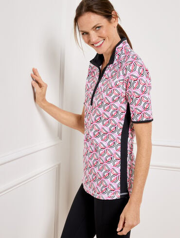 UPF 50+ Pique Half-Zip Polo - Interlacing Loops