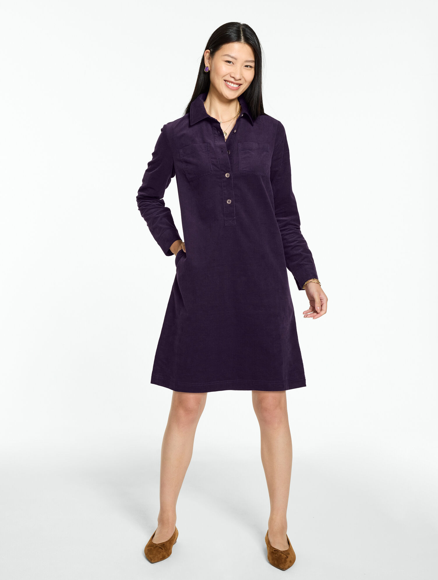 Corduroy A-Line Shirtdress