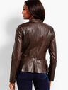 Leather Peplum Zip Jacket