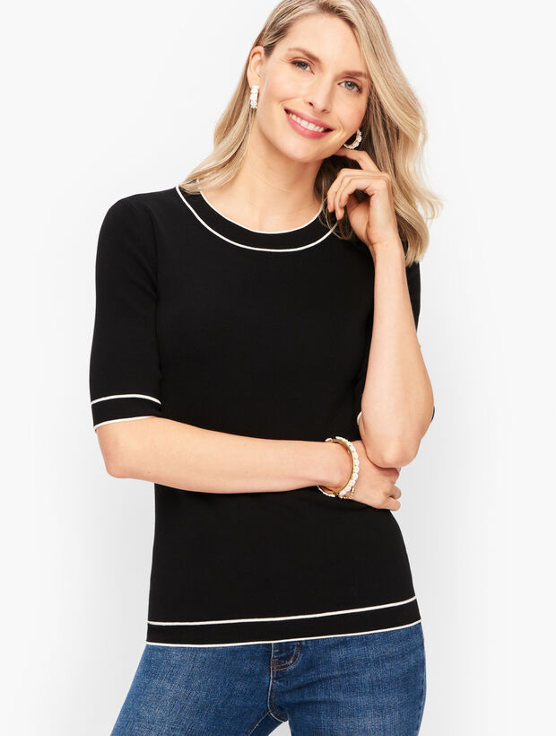 Cotton Blend Sweater - Tipped