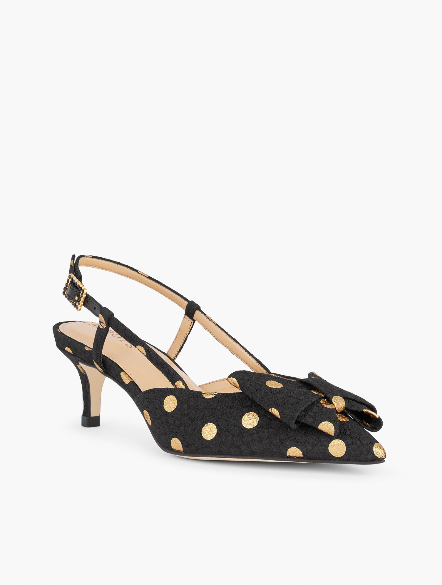 Erica Slingback Kitten Heel Pumps - Jacquard Dot 