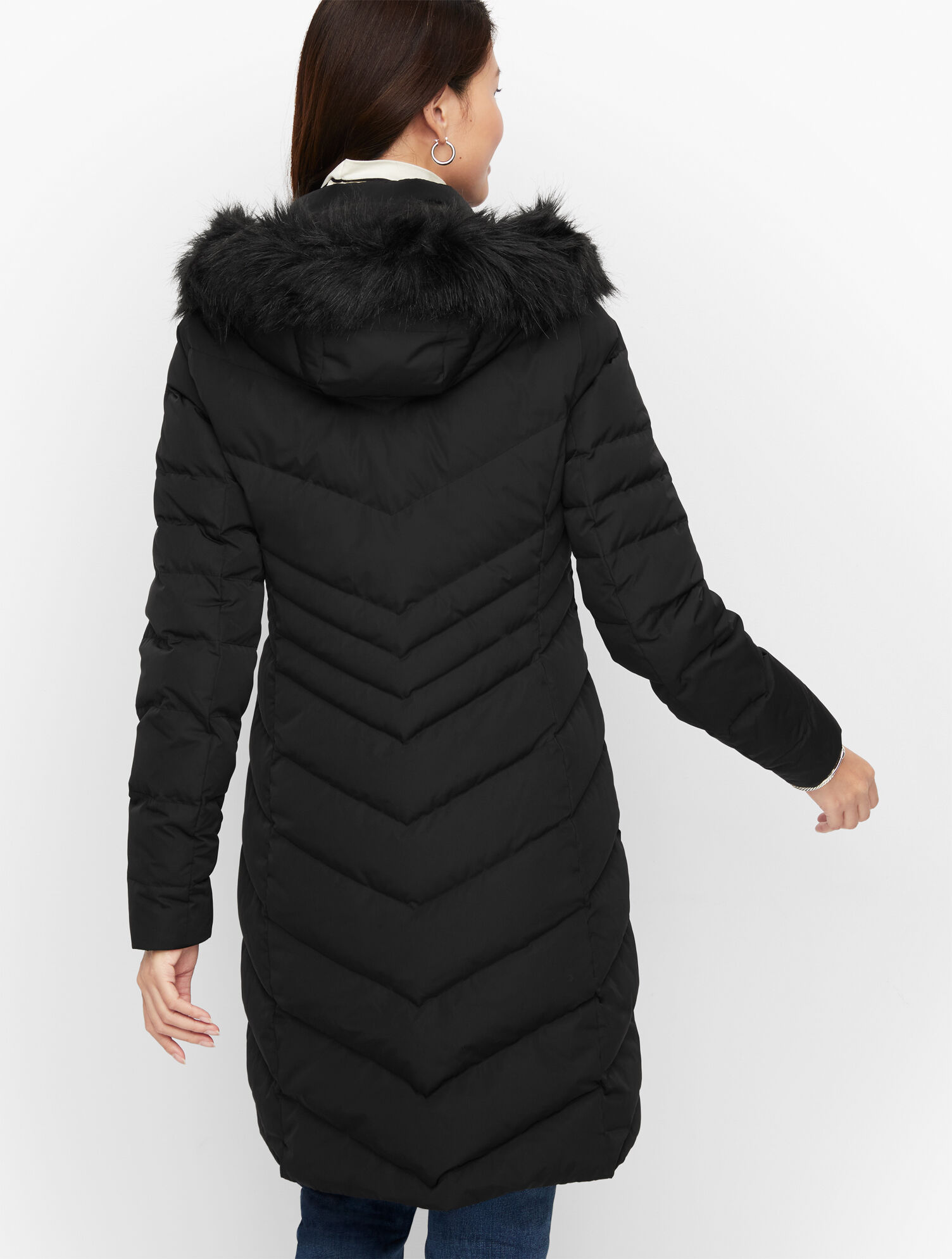 Faux Fur Hooded Long Down Puffer Coat