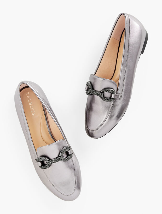 Ryan Bit Leather Loafers - Metallic
