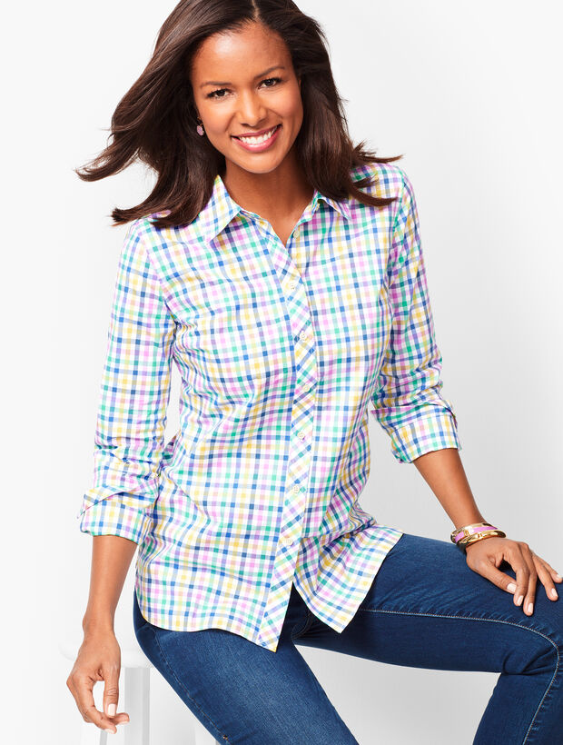 Classic Cotton Shirt Colorful Gingham Talbots