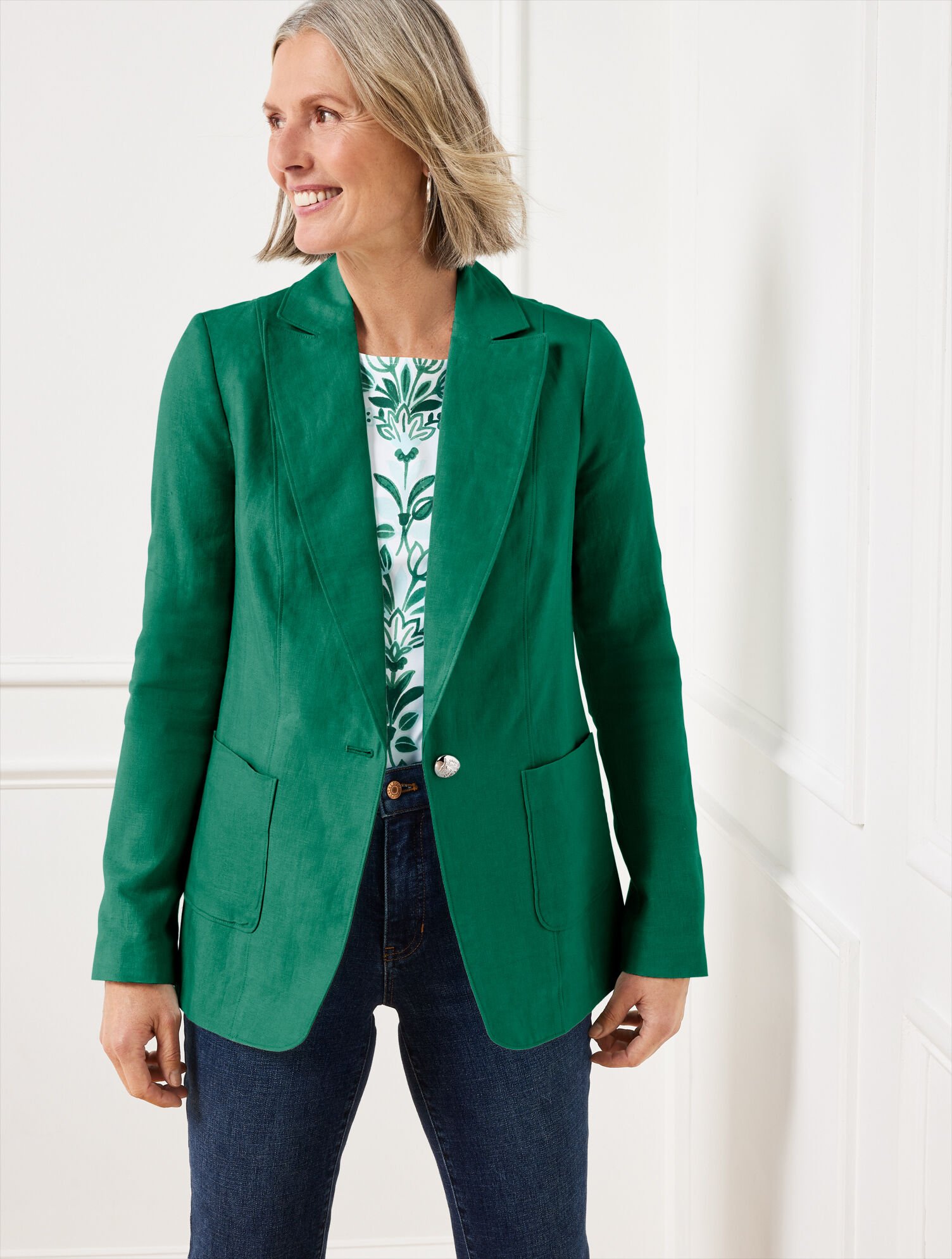 Tailored Seaming Linen Blazer