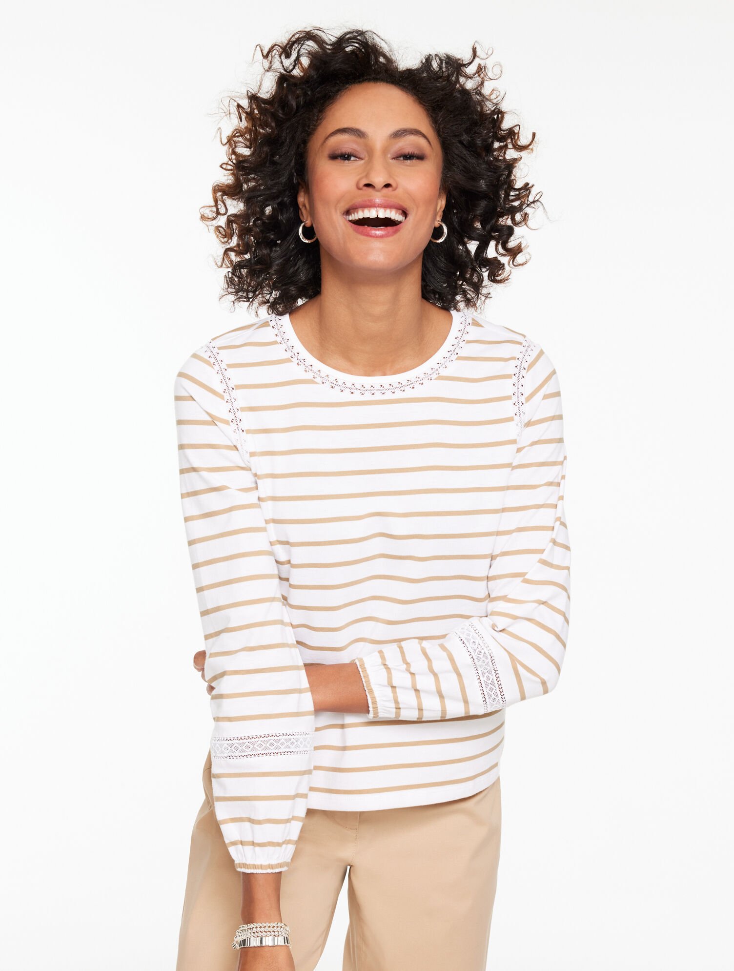 Modern Romance Lace Trim Top - Lorelai Stripe