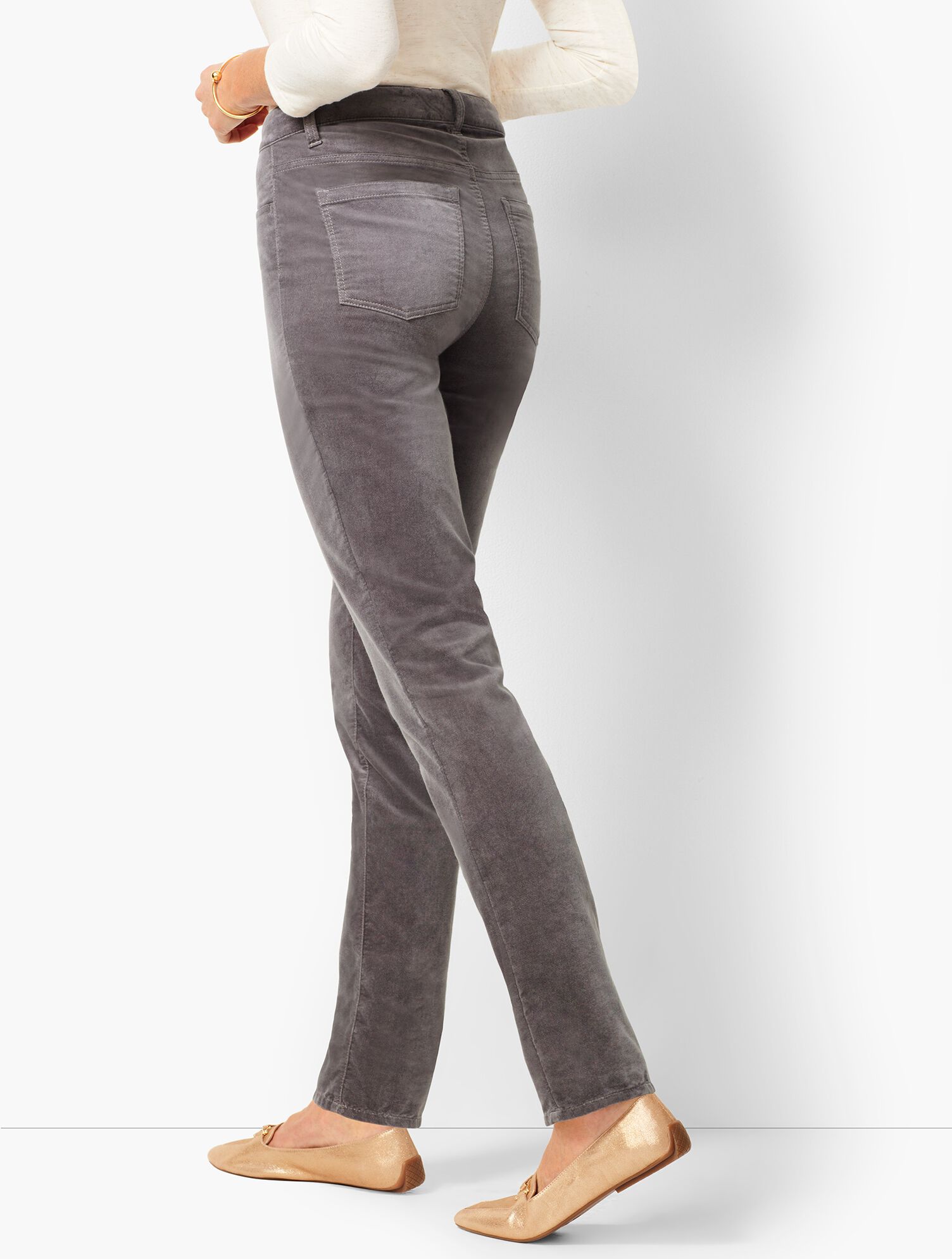 High-Rise Straight-Leg Velveteen Pant - Solid