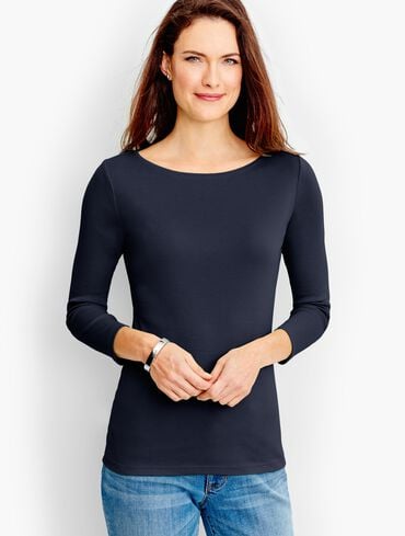 Pima Cotton Bateau Neck Tee