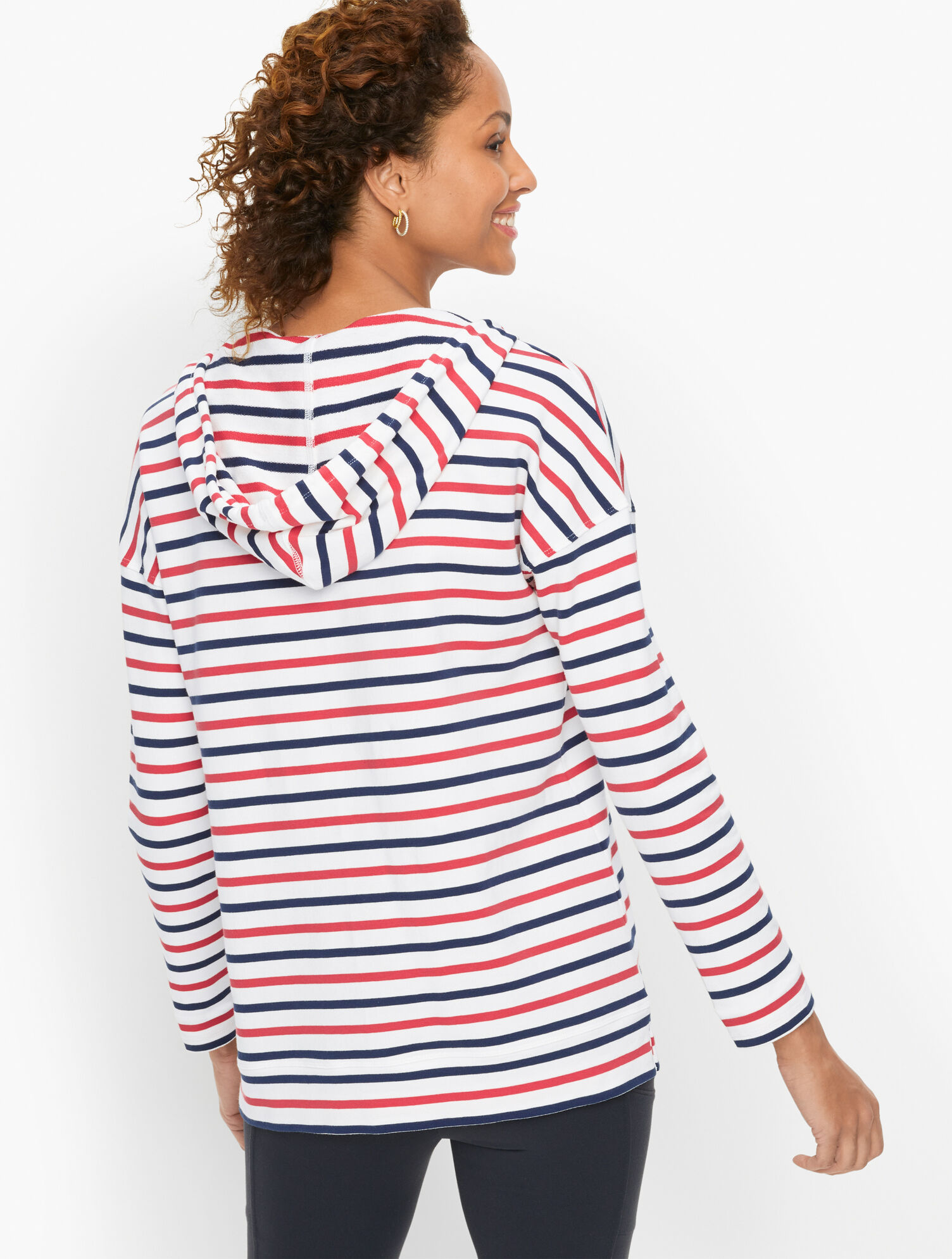 Split Neck Independent Stripe Hoodie
