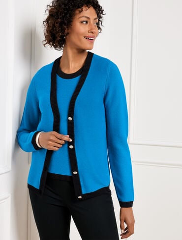 Tipped Texture V-Neck Cardigan