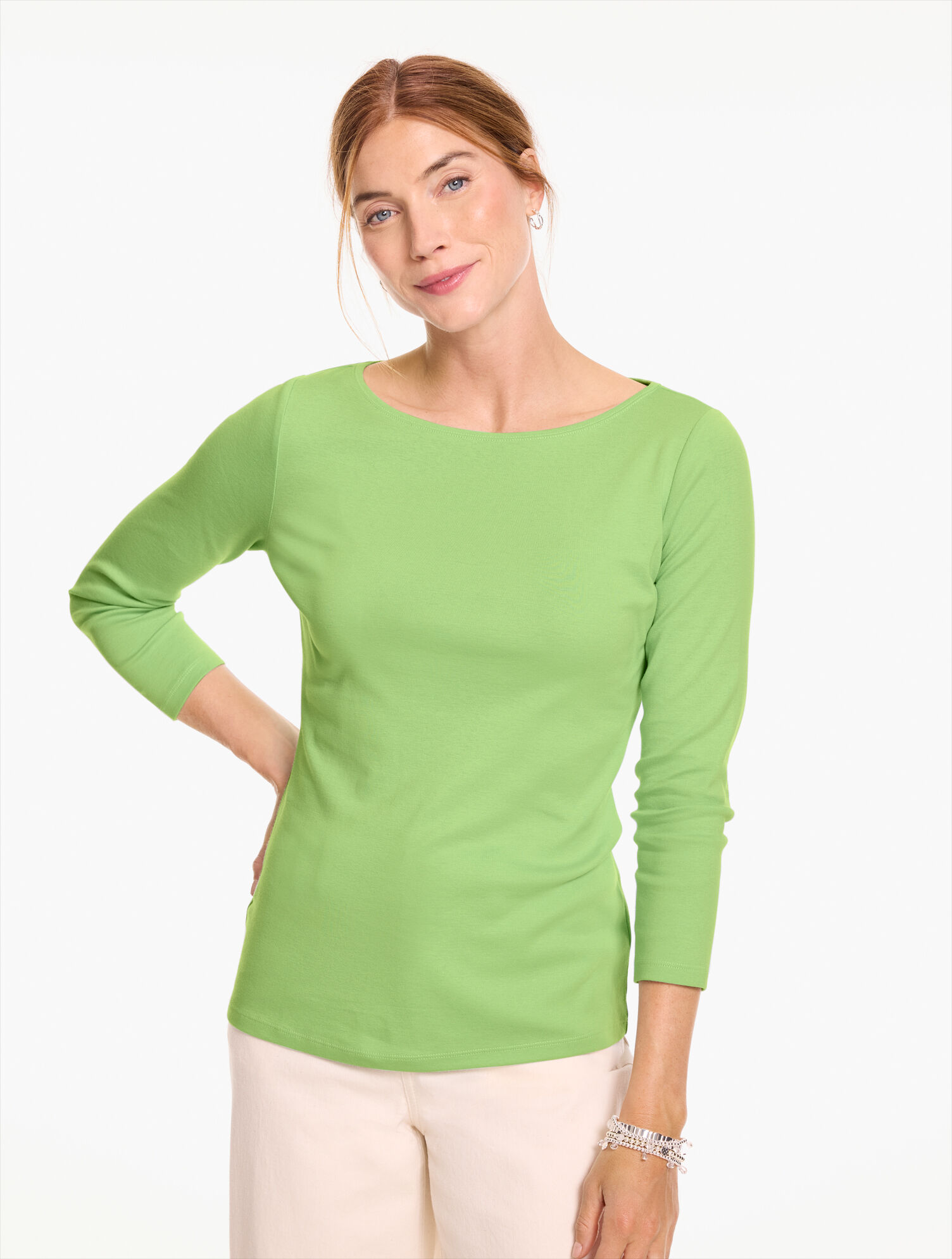 Solid Bateau Neck Tee Pima Cotton