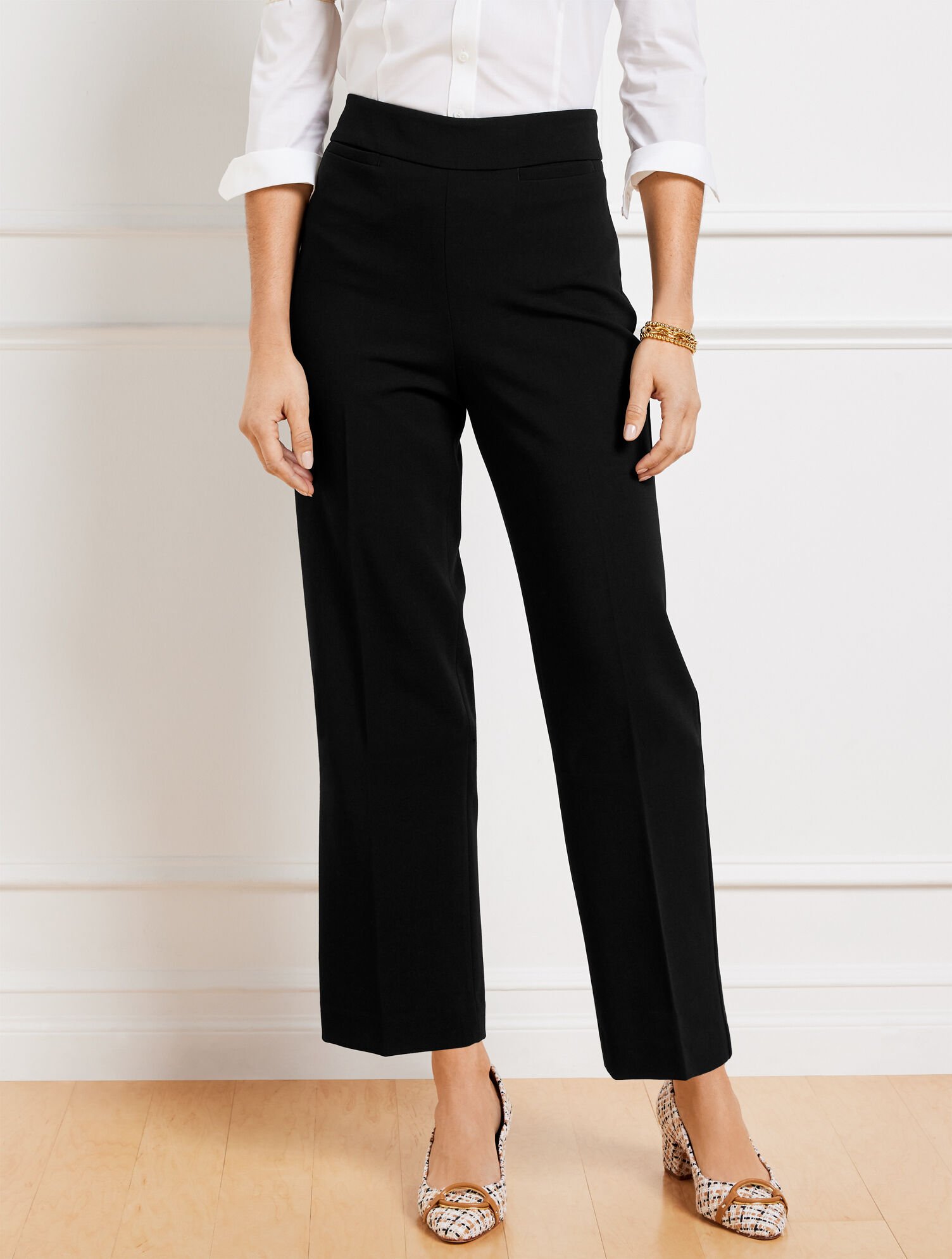 Tailored Stretch Slim Wide Ankle Pants | Talbots