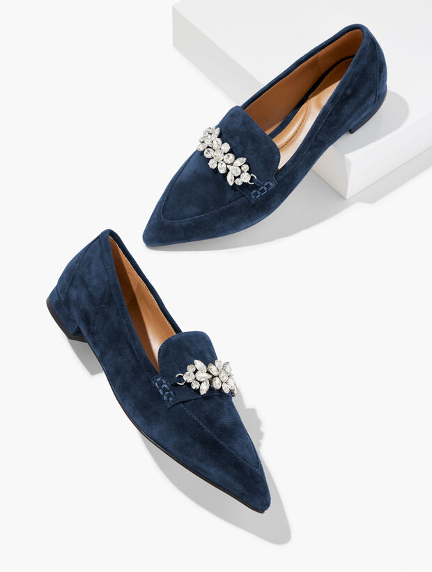 Scarlet Rhinestone Pointed Toe Loafers
