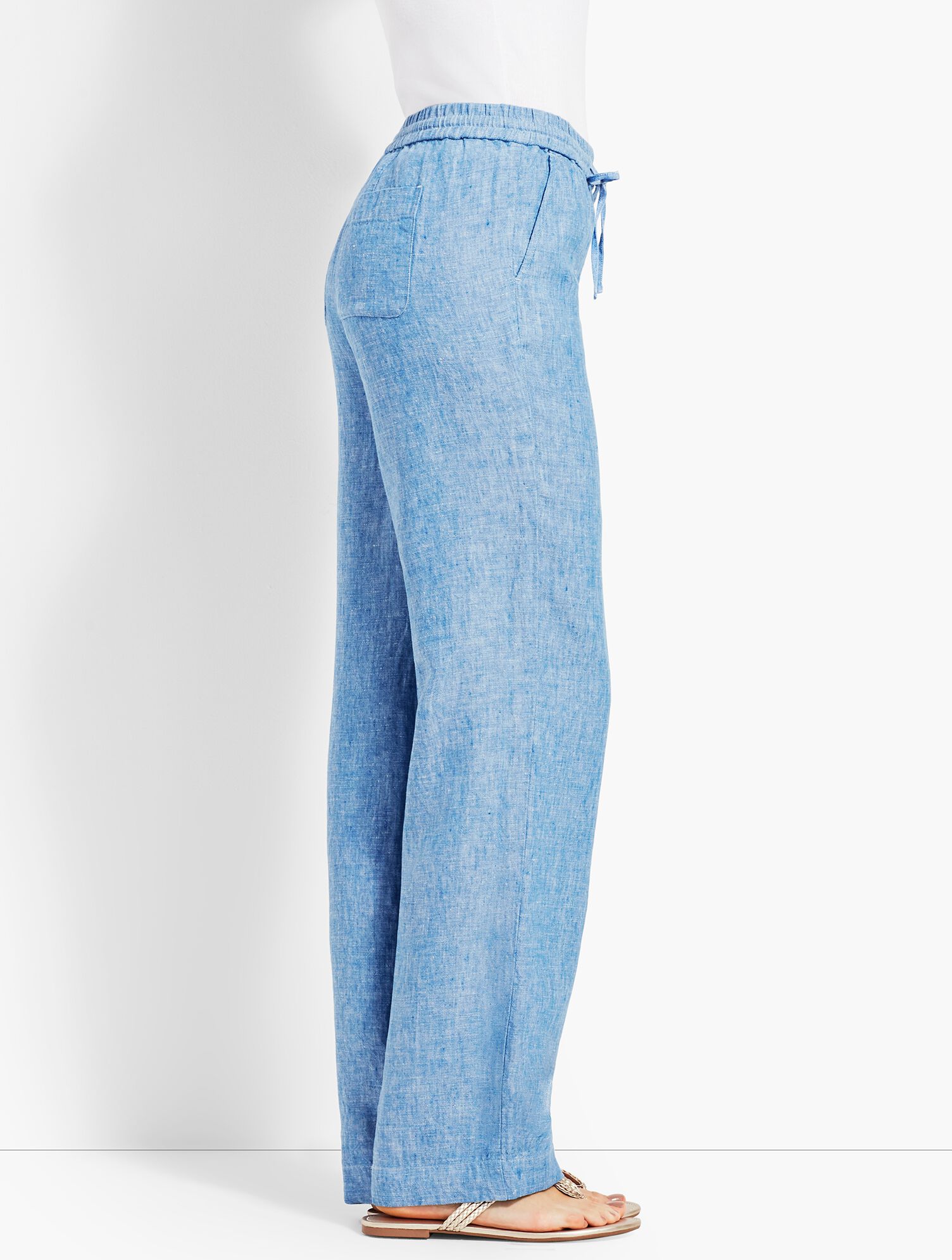 Chambray Linen Wide-Leg Pant