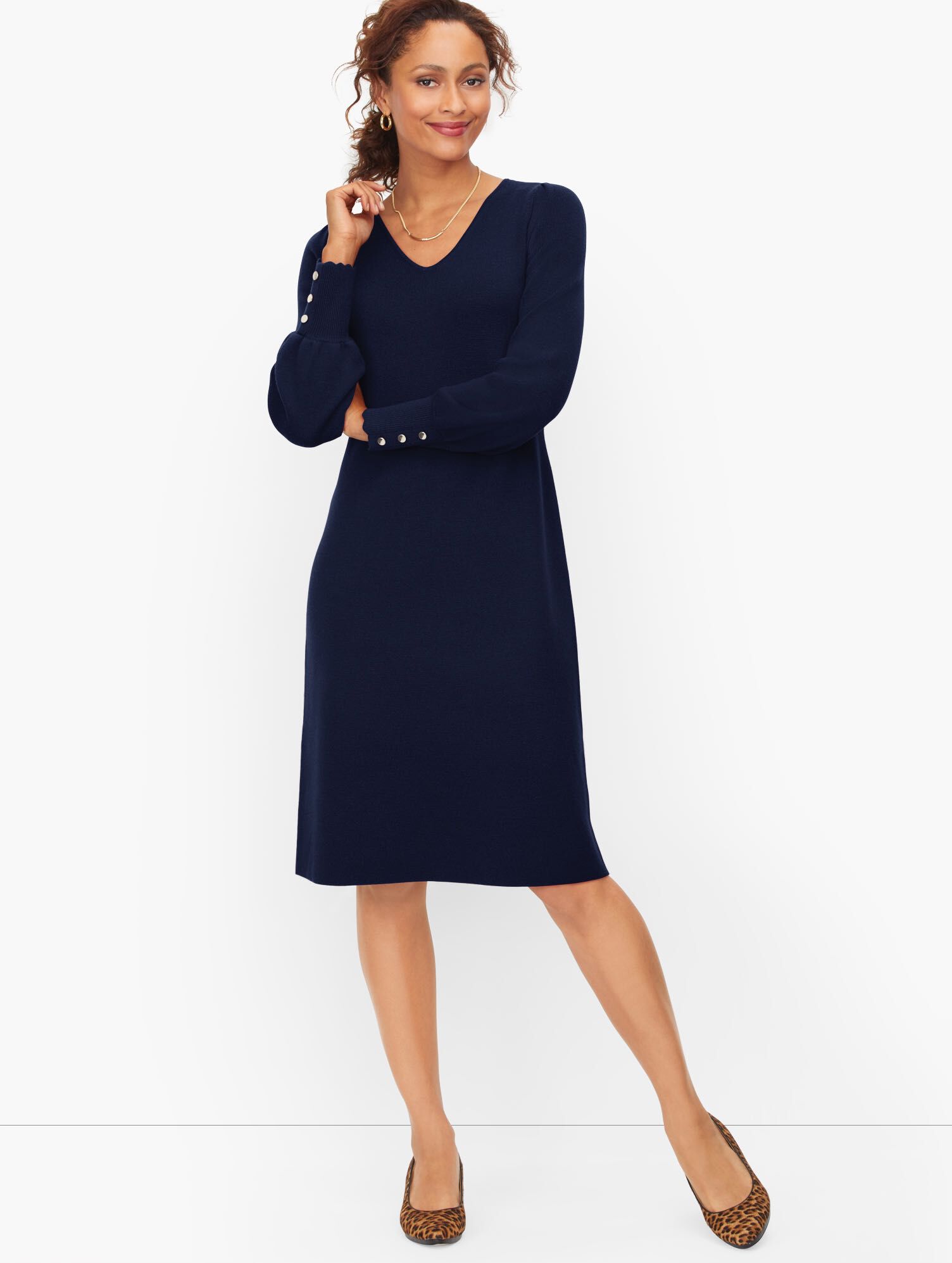 Soft Merino V-Neck Sweater Dress | Talbots