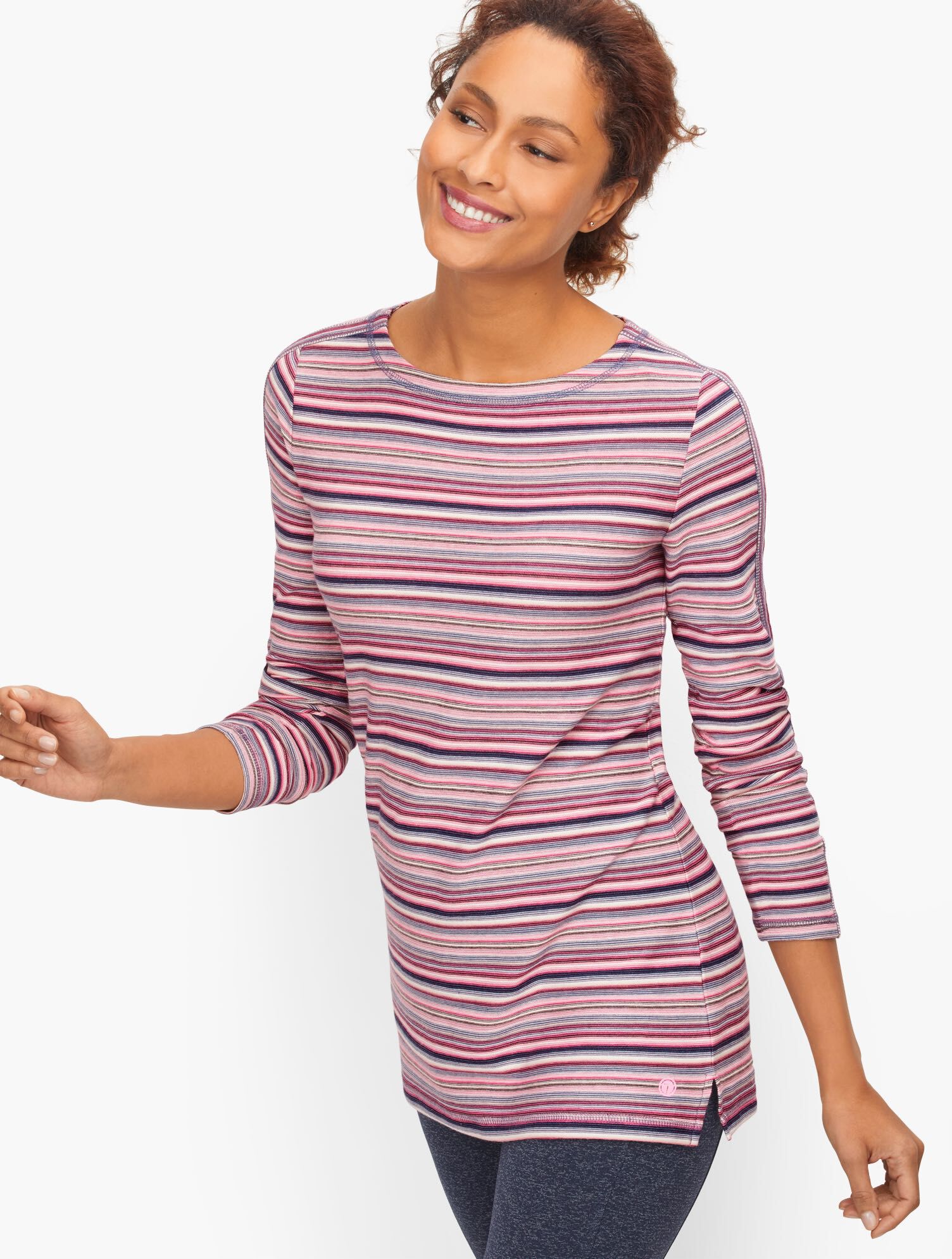 Textured Stripe Pullover - Pink Lotus