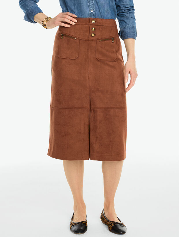Faux Suede Midi Skirt