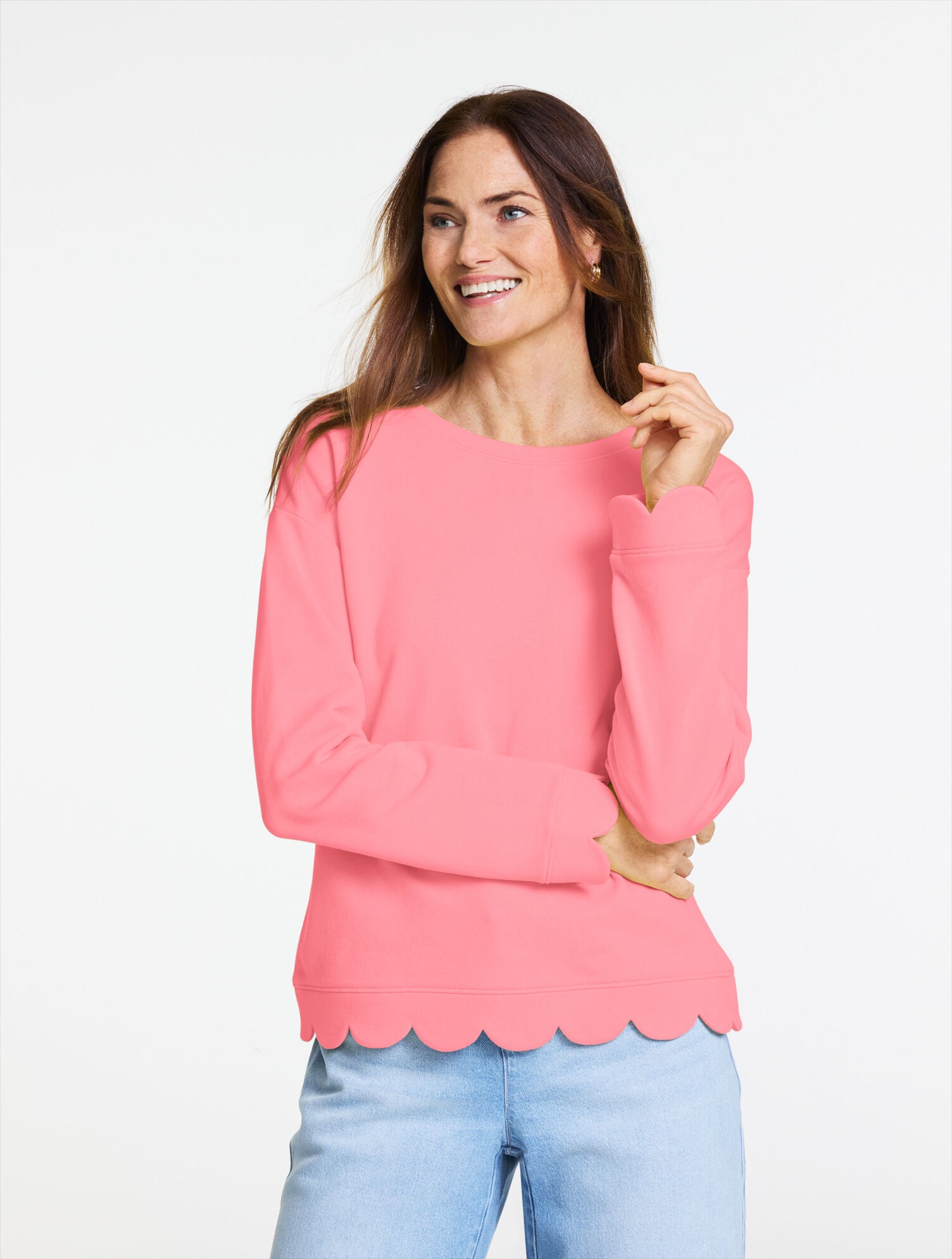 Scalloped French Terry Sweatshirt