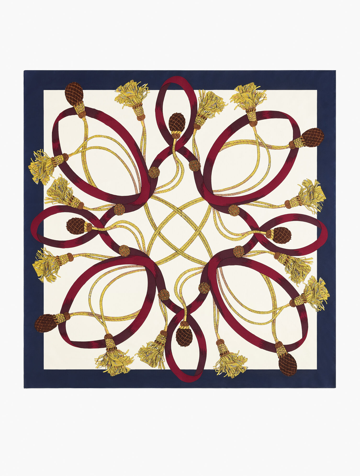 Ribbon &amp; Tassels Silk Square Scarf