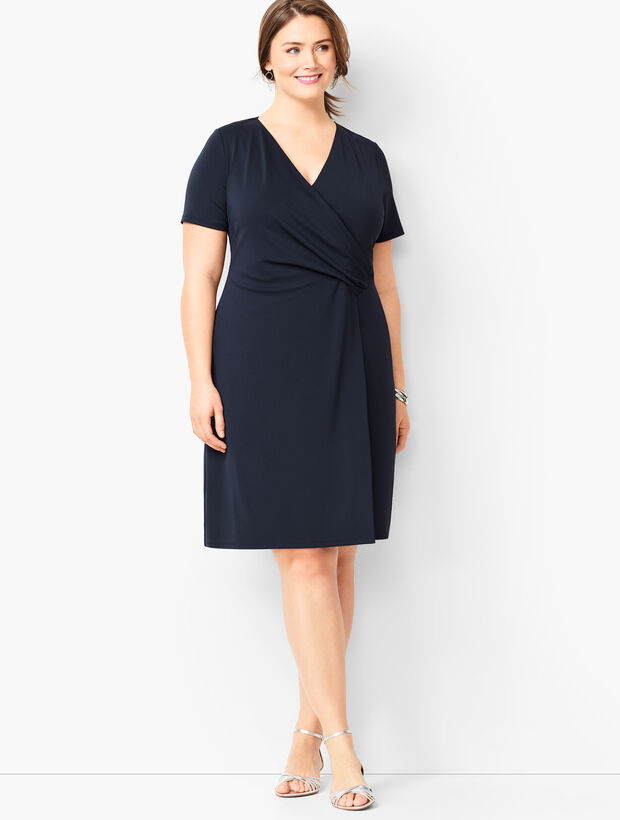 Plus Size Knit Jersey Faux-Wrap Dress